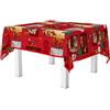 HOME ZEN HOUSEHOLD LINEN tovaglia art. nobile plastica pvc cerata antimacchia no stiro rosso natale copritavolo moderno da sala cucina con disegni fantasia (SHABBY CHRISTMAS, 120X160 CM)