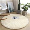 Treer Tappeto Rotondo Salotto Moderno Pelo Corto Lavabile Morbido Tappeti per Soggiorno Tappeti per Interni Morbidi Tappeti, per Divano Camera da Letto Home Decor (120cm,Color Crema)