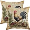 Generic Set di 2 federe per cuscini rustici con gallo, decorazione autunnale per divano, camera da letto, 50 x 50 cm