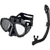 SEAC One PRO, Maschera da Sub con Supporto per Videocamera Gopro per Immersioni Subacquee E Snorkeling Unisex Adulto, Nero & Fast, Snorkel con Dry Top E Valvola di Scarico Unisex Adulto, Nero