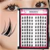 SEEDEW Extension Ciglia a Casa, 100 Pezzi Gatto-3 Spike Wispy Corto Ciglia Fai Da Te, Ciglia Finte Grappolo Individuali Autoadesive per Tutti i Giorni Appuntamenti Feste (Gatto3-C-Fissate 8-12mm-Nero)