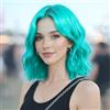 PORSMEER Parrucca da donna corta Bob riccioli per afro/donne/ragazze parrucca centrale naturale parrucca per capelli partenza/costume senza pizzo frontale (verde)