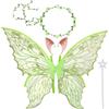 Auzlya Ali da Fata a Forma di Farfalla,Ali Fata per Adulti e Bambini,Ali di Farfalla,Fairy Wings,con Orecchie da Elfo,Cerchietto da Fata e Bacchette di Fata a Stella,per Feste a Tema Carnevale Halloween