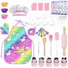BUOAZR 38 Pezzi Set da Cucina per Bambini, Set Chef Bambina, Set Cuoco Unicorno Rosa Pink, Compreso Grembiule, Cappello da Chef, Guanti, Giochi Gioco di Ruolo Regalo per Bambini 3-12 Anni