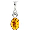SilverAmber Jewellery Noda 1954 - Ciondolo ovale classico in ambra baltica color cognac e argento Sterling, senza catenina, Misura unica, Argento sterling, Ambra