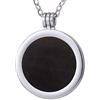 Morella Collana Donna 70 cm Acciaio Inossidabile con Coins Moneta amuleto Ciondolo Chakra Rotondo 33 mm Gemma Pietra preziosa Ossidiana Nera in Sacchetto di Velluto