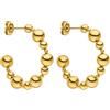 Purelei® Terra Orecchini a Cerchio - Acciaio Inossidabile Placcato Oro 18 K - Impermeabili - Aspetto Palla Rotonda - Diametro 30 mm - Gioielleria Elegante per Donne, Normal, Acciaio inossidabile