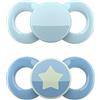 dentistar Day & Night Succhietto set da 4 - Taglia 1 per 0-6 mesi - Succhietto in silicone delicato su denti e mascella - Blu & Blu con stella - Made in Germany