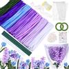 MKLG Set di 385 pulitori per pipe, fiori per fai da te, con bastoncini di fiori verdi, rotoli di nastro, stick di colla, istruzioni, confezioni di bouquet, nastri, stami, ecc. (viola)