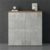 doporro Mobile Organizzatore Credenza Buffet in Legno con 4 Ante Push-to-Open e Soft-Close per Soggiorno, Sala da Pranzo o Ingresso, 100x36,4x100 cm Marrone chiaro e Calcestruzzo Schrank04