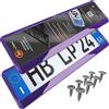 L & P Car Design Portatarga Auto - Supporto Targa - [semplice, durevole e sicuro] - 8 viti - 520x110 mm - Viola Cromo - Porta Targa - adatto a qualsiasi auto - per targhe italiane omologate - Fissaggio per Targa