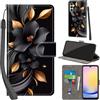 PHINIENLAND Cover per Samsung Galaxy A25 5G custodia portafoglio Fiori | 3 scomparti carte, 1 tasca banconote, Chiusura magnetica, Supporto, Pelle PU flip cover per Samsung A25 5G