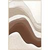 DRW Quadro su tela con cornice in legno di un astratto in bianco e marrone, 80 x 120 x 3,5 cm