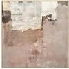 DRW Quadro tela con cornice in legno di un astratto in bianco, grigio e marrone chiaro 100x100x3,5cm
