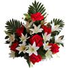 DRW Centro di fiori artificiali per matrimoni, chiese e cimiteri rosso e bianco 55x50x22 cm