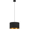 EGLO lampada a sospensione Zaragoza, lampada con paralume in tessuto nero e oro con decoro, illuminazione per soggiorno e sala da pranzo, E27, Ø 38 cm