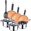 San Ignacio Batteria 5pc acciaio inox Ø16Ø18Ø20 + Set di padelle Ø18Ø22Ø26 + Spatola scanalata San Ignacio