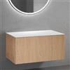 neoro n50 mobile La: 100 cm con 1 scomparto estraibile, con frontale in rovere liscio, consolle bianco opaco, BN0433BFO+BN0403WM, n50 [Mobili da Bagno > Mobili Lavabo]