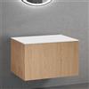 neoro n50 mobile La: 80 cm con 1 scomparto estraibile, con frontale in rovere liscio, consolle bianco opaco, BN0432BFO+BN0402WM, n50 [Mobili da Bagno > Mobili Lavabo]