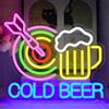UExnkj-Y Cold Beer Insegna al Neon,Freccette Luci al Neon Con pulsante e interruttore dimmerabili, adatto per bar della birra, club, stanze, luci da parete decorative per feste