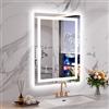 WEER Specchio da bagno con luci a LED, specchio da parete 60x80 cm, dimmerabile in 3 colori, pannello antiappannamento retroilluminato, vetro temperato HD IP44, verticale o orizzontale