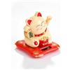 HERCHR Mini Maneki Neko, Gatto Portafortuna Solare Con Braccio Che Saluta, Statua decorativa del gatto della fortuna (Giallo)