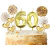 Nirecu Candeline Compleanno Numeri 60,Candeline 60 Anni,3D Candele Compleanno,Candele Decorative Torte,Candela Numeriche per Feste e Compleanni,Matrimoni,Anniversari