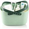 HERCHR Cesto Caddy Doccia Portatile Con Manico, Grande Capacità Cestino per Bagno Con Fori Di Ventilazione, Cestino portaoggetti in plastica per bagno e doccia, Contenitore salvaspazio per creme(Verde)