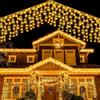 WoskjXas Luci Natale Esterno Cascata 5 M 256 LEDs Tenda Luminosa Esterno Luci Cascata Catene Impermeabile con 8 Modalità Telecomando Natale Ghiaccioli Luminosa per Finestra Balcone [bianco caldo]