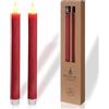 Comforder Set da 2 Candele LED con Fiamma Tremolante in Vera Cera, a Batteria con Timer (Rosso)