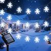 Ninonly Catena Luminosa Esterno Solare, 7M 50 LED Fiocco di Neve Lucine Led Decorative, 8 Modalità Luci di Natale Impermeabili, Addobbi Natalizi per Balcone Matrimonio Feste