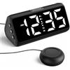 Netzu Sveglia forte per dormiente profondo, sveglia forte con vibrazione, doppio allarme, indicatore LED, 5 livelli di luminosità, 4 volumi, snooze, sveglia vibrante per anziani, adolescenti, non udenti