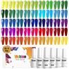 Vishine Vernice Gel Semi Permanente - Set di 48 Flaconi - 45 Colori Neon Fluo Rosa Giallo Verde Blu Base Top Coat e Top Coat Opaco UV LED Soak Off Smalto per Unghie Soak Off Nail Art 48pz 8ml