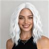 PORSMEER Parrucca da donna corta Bob riccioli per afro/donne/ragazze parrucca centrale naturale parrucca per capelli partenza/costume senza pizzo frontale (bianco)