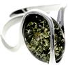 SilverAmber Jewellery UK Anello regolabile in vera ambra baltica e argento sterling 925, design moderno, GL477, Argento, Ambra verde (GL477GA)