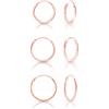 DTPsilver Set Orecchini Cerchio Argento 925 Placcati Oro Rosa 18K - Orecchini Donna Dorati - Cerchietti Oro Classici e Ipoallergenici - Spessore 1.5 mm - Diametro 14, 16, 18 mm