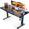 OffiGo Scrivania Regolabile in Altezza in Vetro con Cassetto 140×60cm, Nero