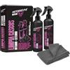 Motorrevive Kit Pulizia Caschi da Moto 200 + 200 ml. Spray Detergente Interno + Esterno e Visiera + Panno in Microfibra. Igiene Completa e Cura Professionale per Caschi da Motocicletta