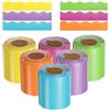 QUARKZMAN 6 Rotoli Colorato Bordo Bacheca 196,8 Piedi Bordi Ondulati Decorativi Rotoli Bordi per Bacheca Casa Aula Ufficio Decorazione (Colore Arcobaleno)