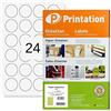 Printation 2400 etichette rotonde di 40 mm di diametro, autoadesive, punti di marcatura, su fogli A4, colore bianco