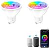 Wiby Lampadina Smart GU10 Wi-Fi 4,5W 326lm RGB + CCT 2700-6500K Dimmerabile, App Smart Life/Tuya, Compatibile con Alexa e Google Home, Lampadina Intelligente per Faretti, 2 unità