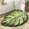 DEXI Tappeto Bagno Antiscivolo 60 x 80 cm, Tappetino Bagno Super Assorbente con Motivo Foglia di Monstera, Lavabile in Lavatrice, Decorazione Tropicale per Doccia, Verde
