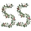 ZEACCT 2 Pezzi Bacca Natale Ghirlanda, Natalizio Ghirlande Artificiale 2 Metri Lunga Ghirlanda Bacche Natalizia Agrifoglio per Natale Camino Scale Decorazione Tavolo Capodanno (Bianco Bordo)