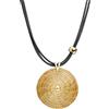 Vera Navarro Handmade VERA NAVARRO - Collana Pendente Mandala Aperto Dorato in Oro Vegetale Ø 30 mm - Catena a Filo Cerato 42 cm con Prolunga - 100% Naturale Fatto a Mano