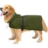 Zellar Impermeabile per Cani Regolabile, Leggero con Buco per Collare e Strisce Riflettenti, Vestibilità Facile, Traspirante Cappotto Pioggia Cane Taglie Media e Grandea (XL, Verde Militare)