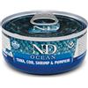 Farmina N&D Ocean feline adult (tonno merluzzo gamberi e zucca) : Formato - 70gr.