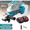 Seeiswork 1000W 125MM Smerigliatrice angolare elettrica senza spazzole Smerigliatrice a 3 velocità Macchina da taglio Utensile elettrico per la lavorazione del legno per batteria Makita - With 2XBattery