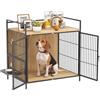 Pawhut Gabbia per cani Tavolino moderno con supporto girevole con 2 ciotole e 2 ante 80X56X76,5 cm Rovere