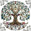 Xinpinzhou Kit Punto Croce Albero, Schemi Quadri Set Ricamo Punto Croce Kit da Ricamare Principianti Starter Prestampato Stampato Completo Bambini Cross Stitch Embroidery Ricami 40 x 40 cm
