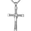 YUEYUEKE Collana a croce in acciaio inossidabile, YUEYUEKE gioielli in acciaio al, riduzione 1:1, intarsiato con zirconi strass, regalo per marito, parenti, fidanzato (confezione regalo)